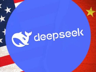 Illustration depicting the DeepSeek artificial intelligence, developed in China, at the center of U.S. security concerns.